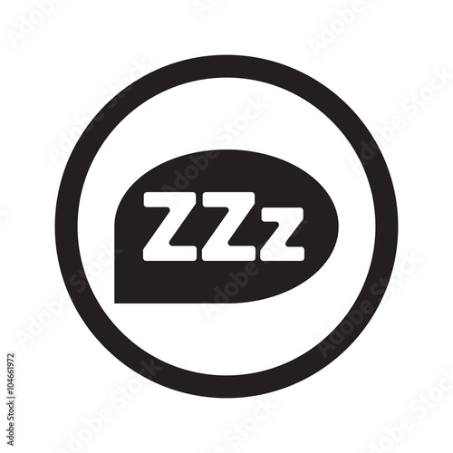 Flat black Sleep web icon in circle on white background