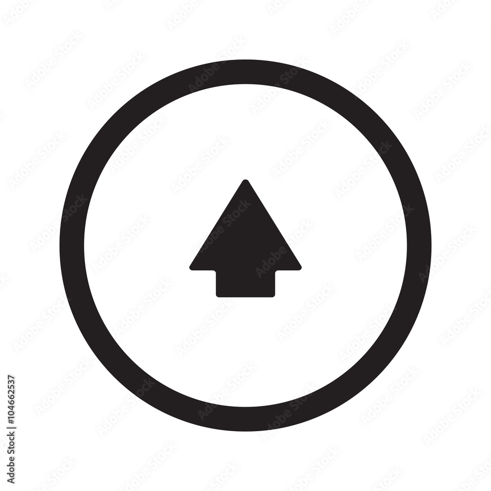 Flat black Arrow Up web icon in circle on white background Flat black Arrow Up web icon in circle on white background