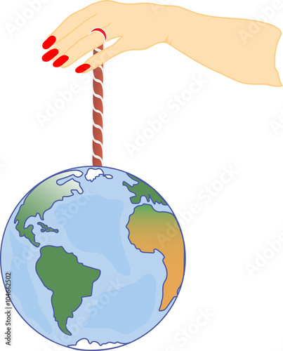 vector hand and earth isolated on white background