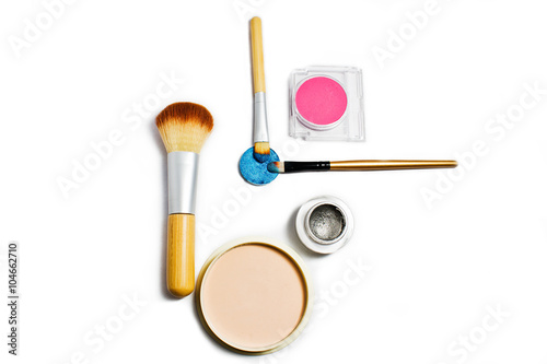 Set of professional cosmetics for make-up isolated on white background . Cosmetic products for makeup.