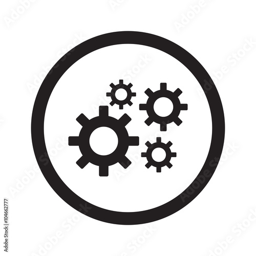 Flat black Process web icon in circle on white background