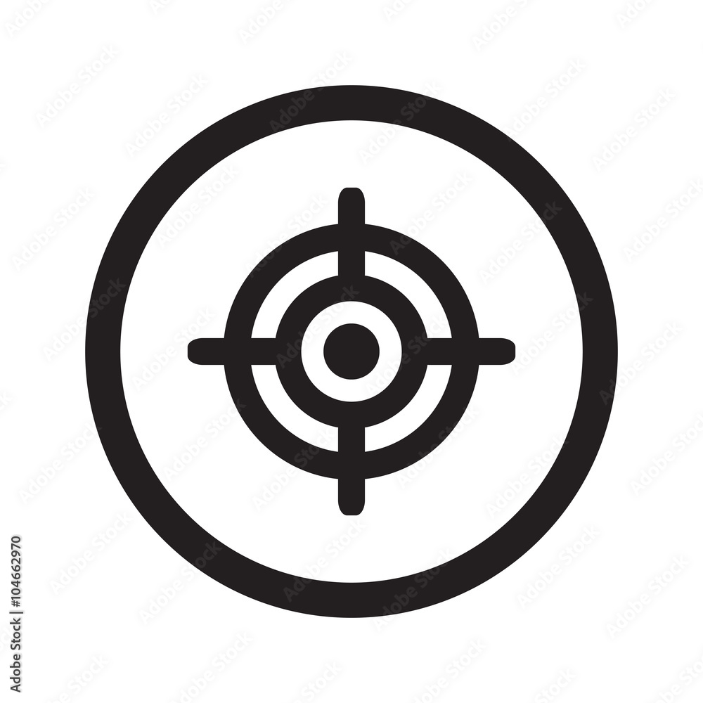 Flat black Target web icon in circle on white background Flat black Target web icon in circle on white background