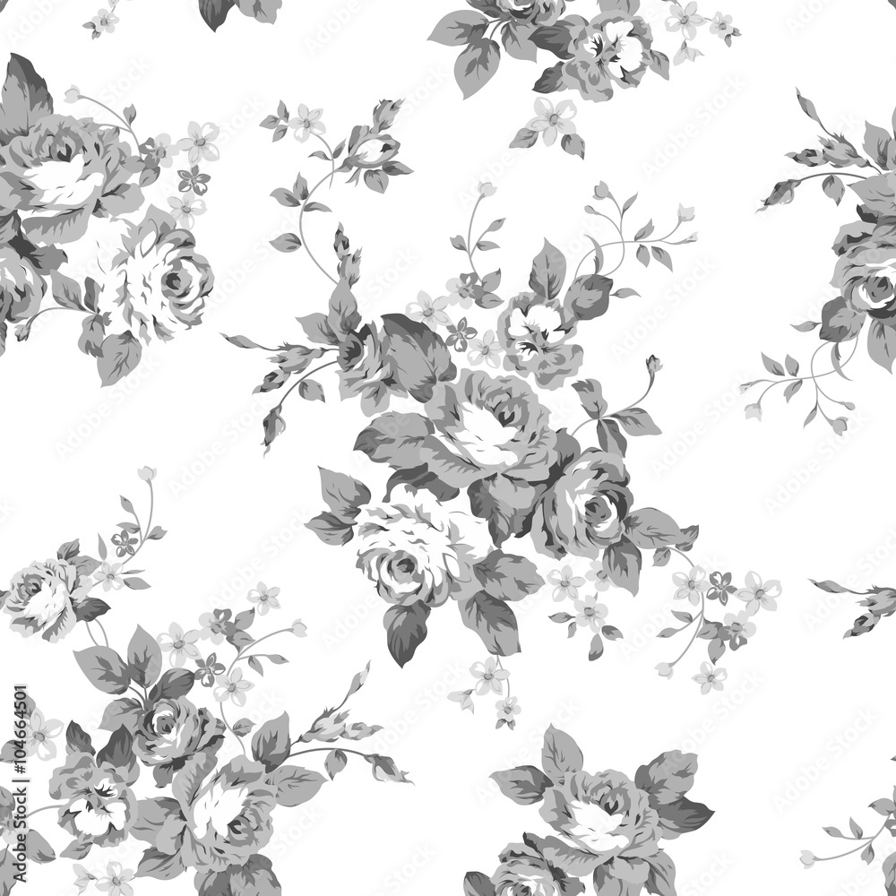 Grey Flowers Seamless Pattern Grey Flowers Seamless Pattern