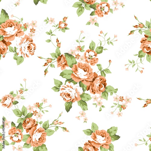 Orange Flowers Seamless Pattern