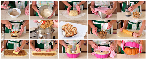 A Step by Step Collage of Making Potica, Slovenian Nut Roll