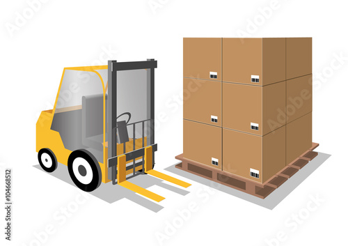 vector illustration of forklift with storage boxes