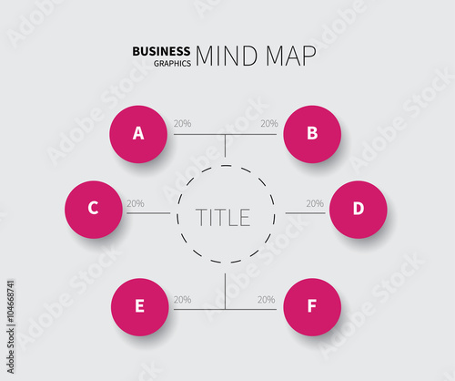 modern mind map circles / vector business infographic for clean presentation in red