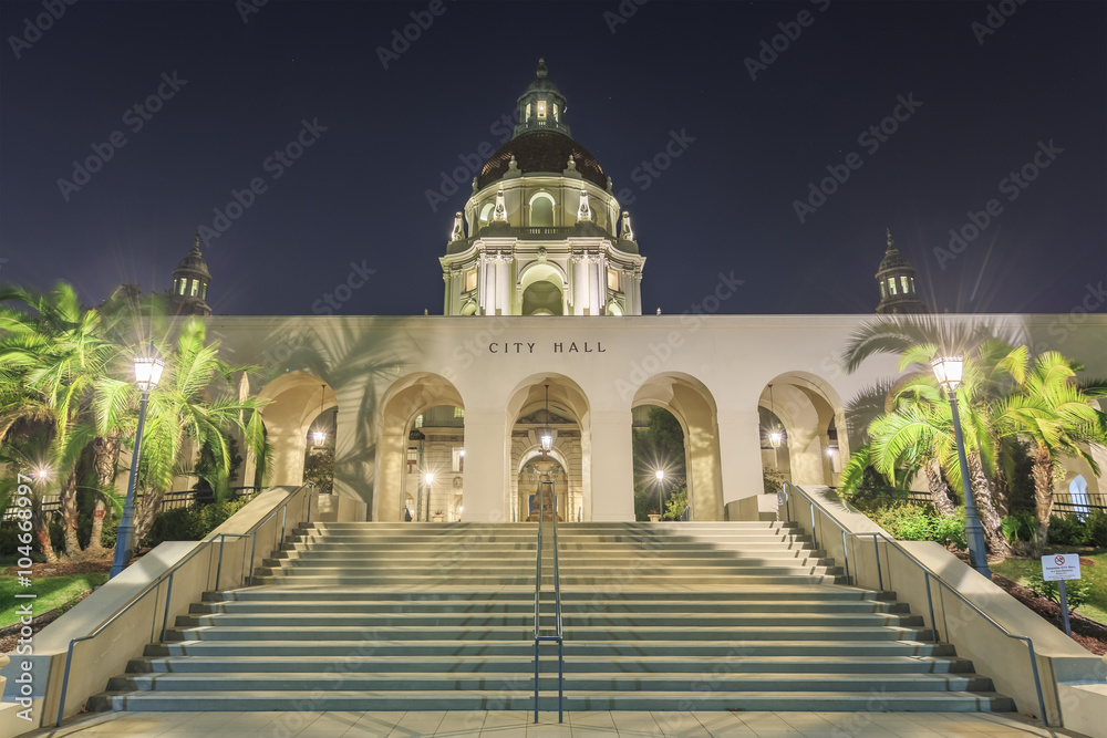 The beautiful Pasadena City Hall near Los Angeles, California