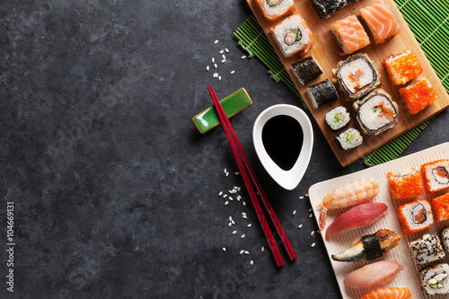 Set of sushi and maki