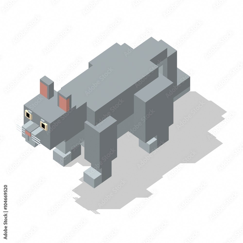 isometric rectangle design cat standing