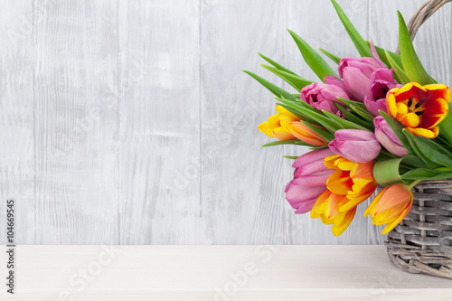 Fototapeta Naklejka Na Ścianę i Meble -  Fresh colorful tulip flowers bouquet