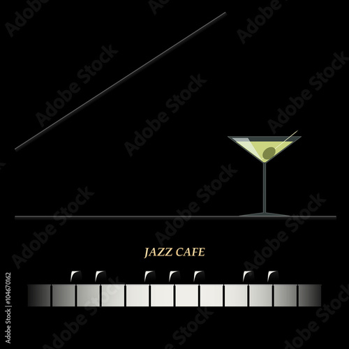 Jazz cafe concept. Abstract piano keyboard. Musical creative invitation.