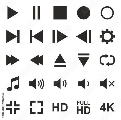 Video Or Music Or Camera Button Icons 