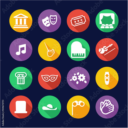 Theater Icons Flat Design Circle