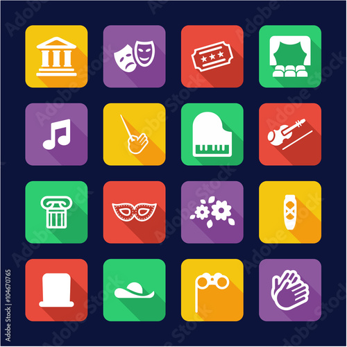 Theater Icons Flat Design 