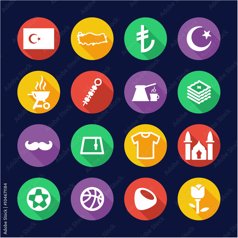 Republic Of Turkey Icons Flat Design Circle Republic Of Turkey Icons Flat Design Circle
