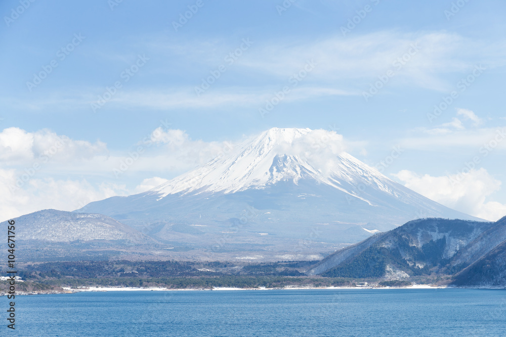 Mountain Fuji and lake