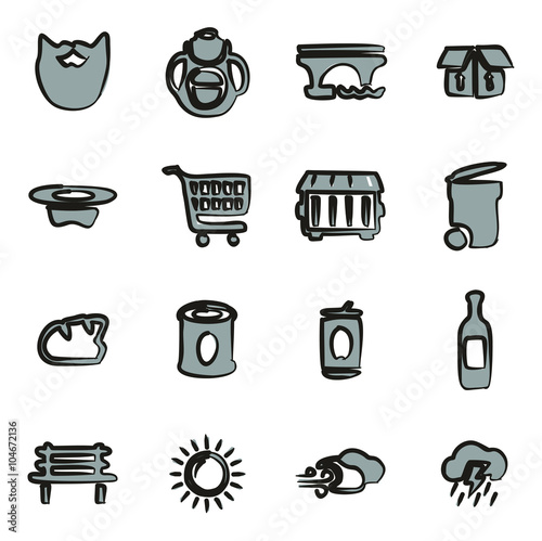 Homeless Icons Freehand 2 Color