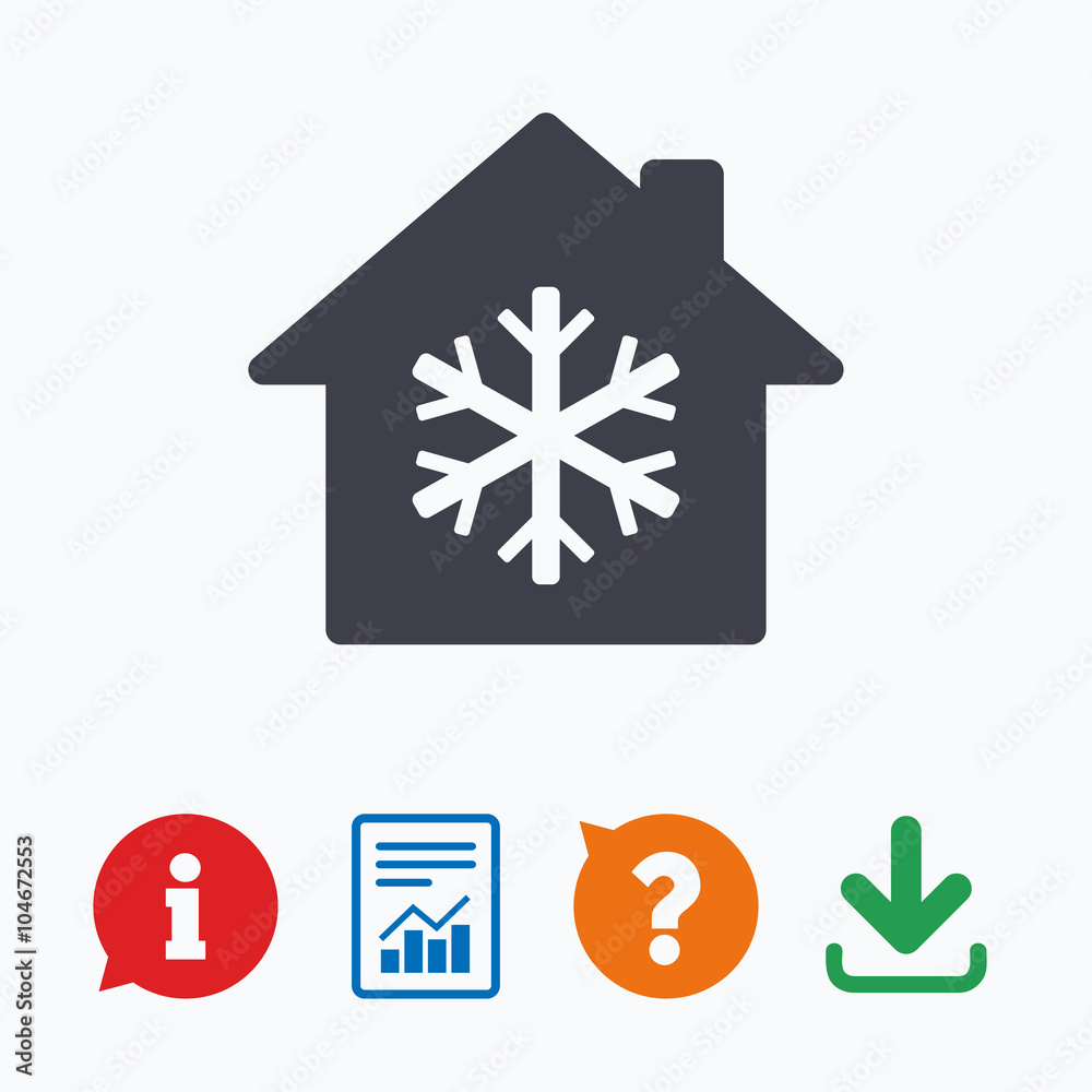 Air conditioning indoors icon. Snowflake sign.