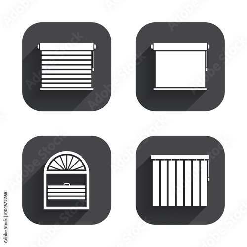 Louvers icons. Plisse, vertical and rolls.