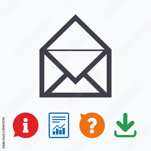 Mail icon. Envelope symbol. Message sign.