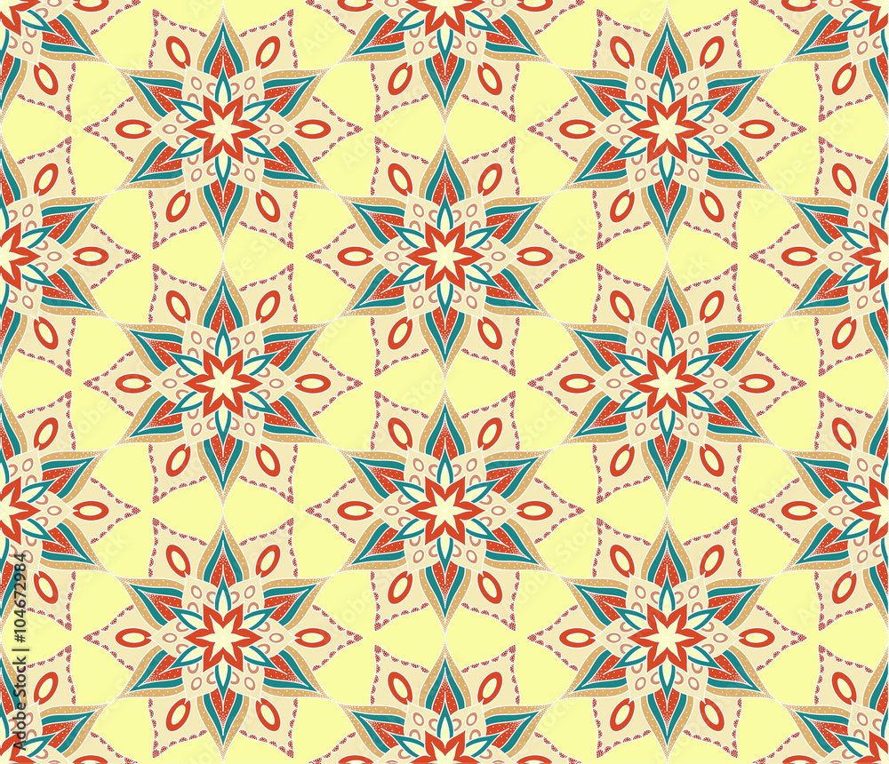 Retro Monoline Yellow Beige Flower Pattern Retro Monoline Yellow Beige Flower Pattern