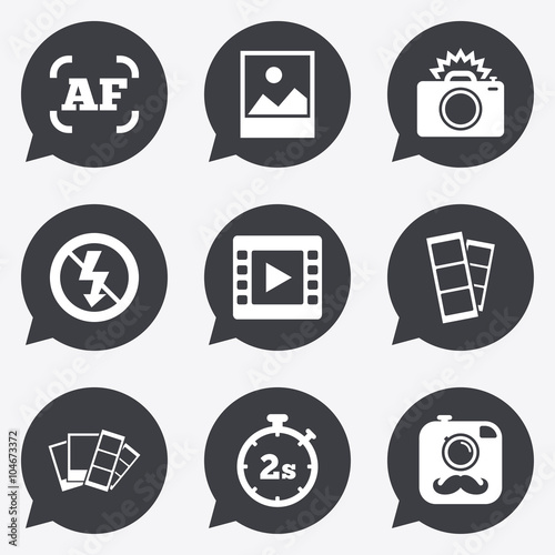 Photo, video icons. Camera, photos and frame.