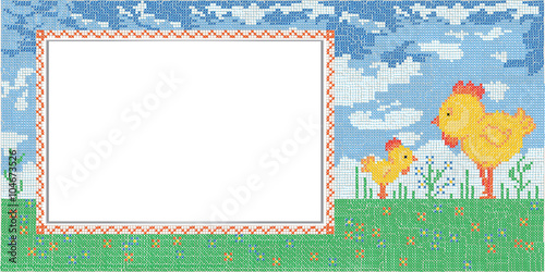 Easter card with imitation cross stitch