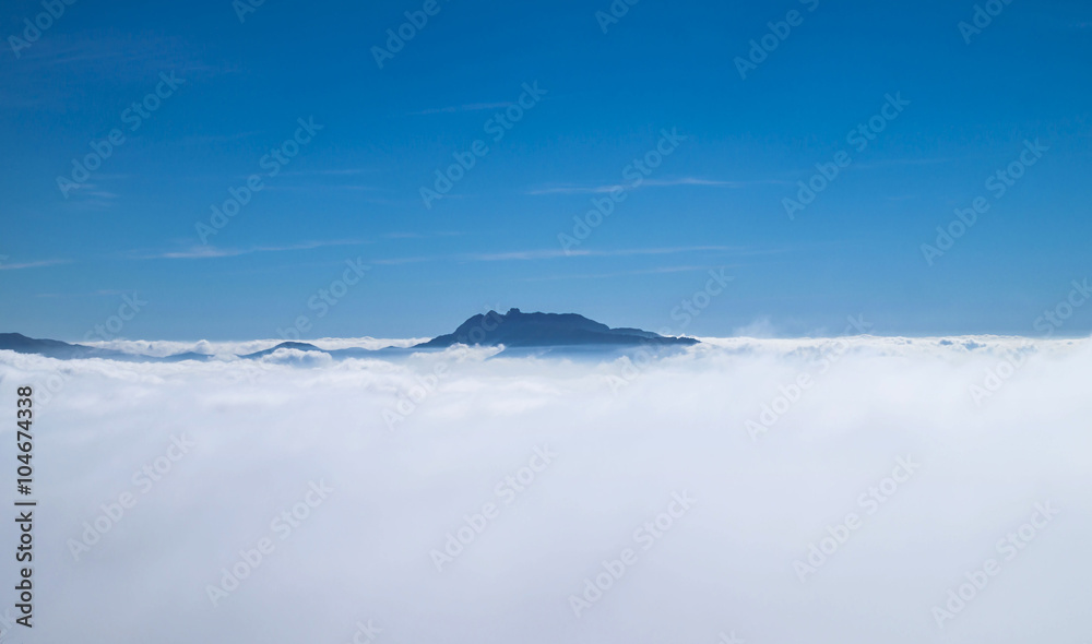 Nature landscape. Blue sky with white clouds over the Naples.