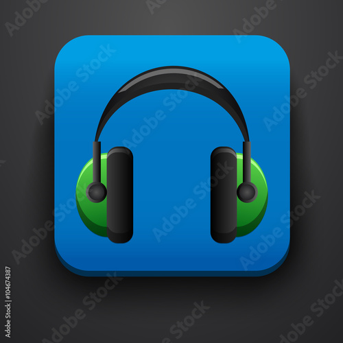 Headphone symbol icon on blue