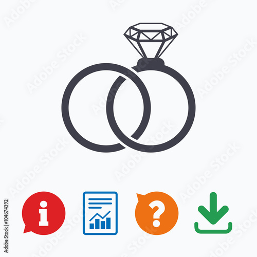 Wedding rings sign icon. Engagement symbol.