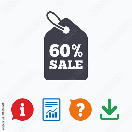 60 percent sale price tag sign icon.