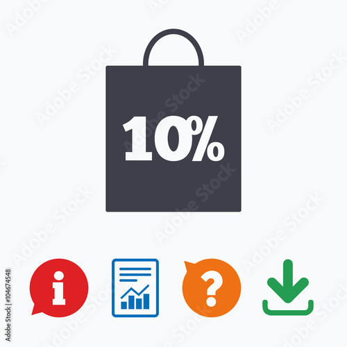10 percent sale bag tag sign icon.