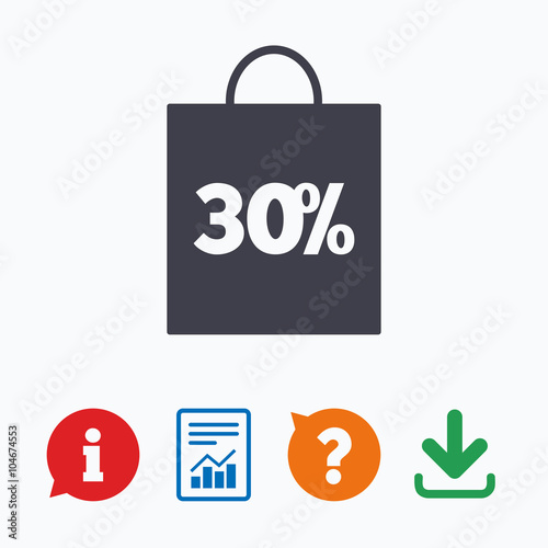 30 percent sale bag tag sign icon.