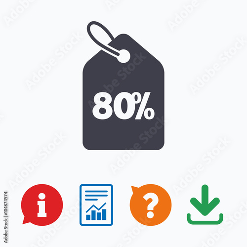 80 percent sale price tag sign icon.