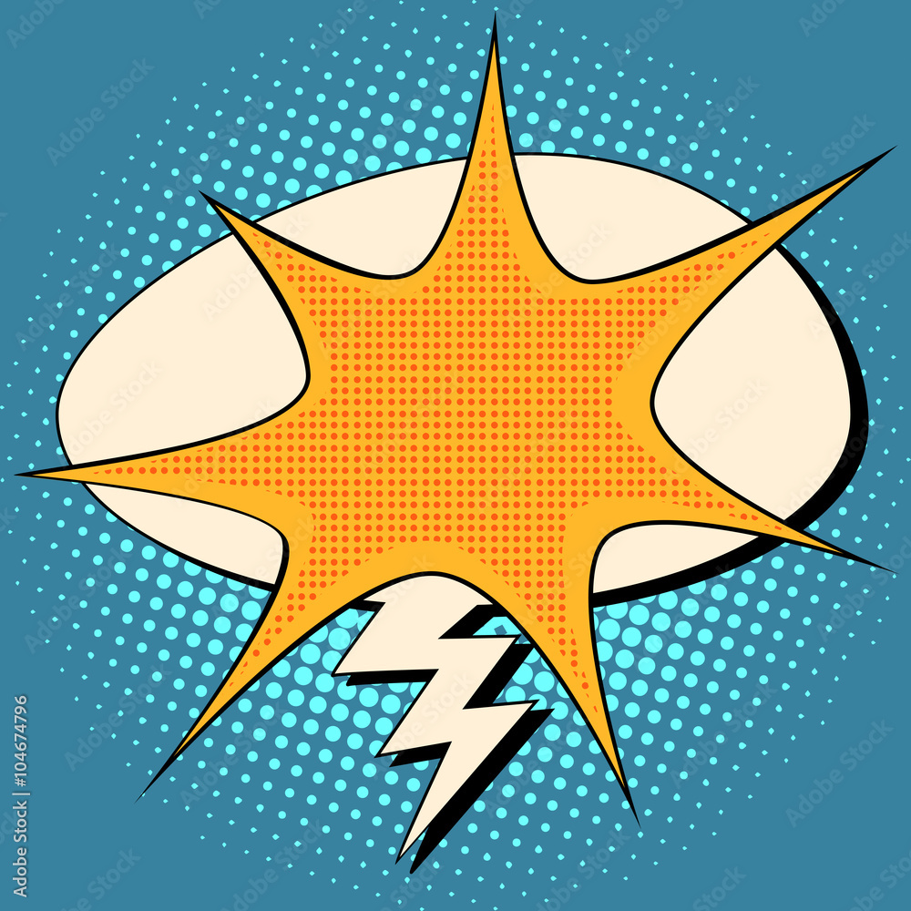 Obraz premium explosion and lightning comic bubble retro background for text