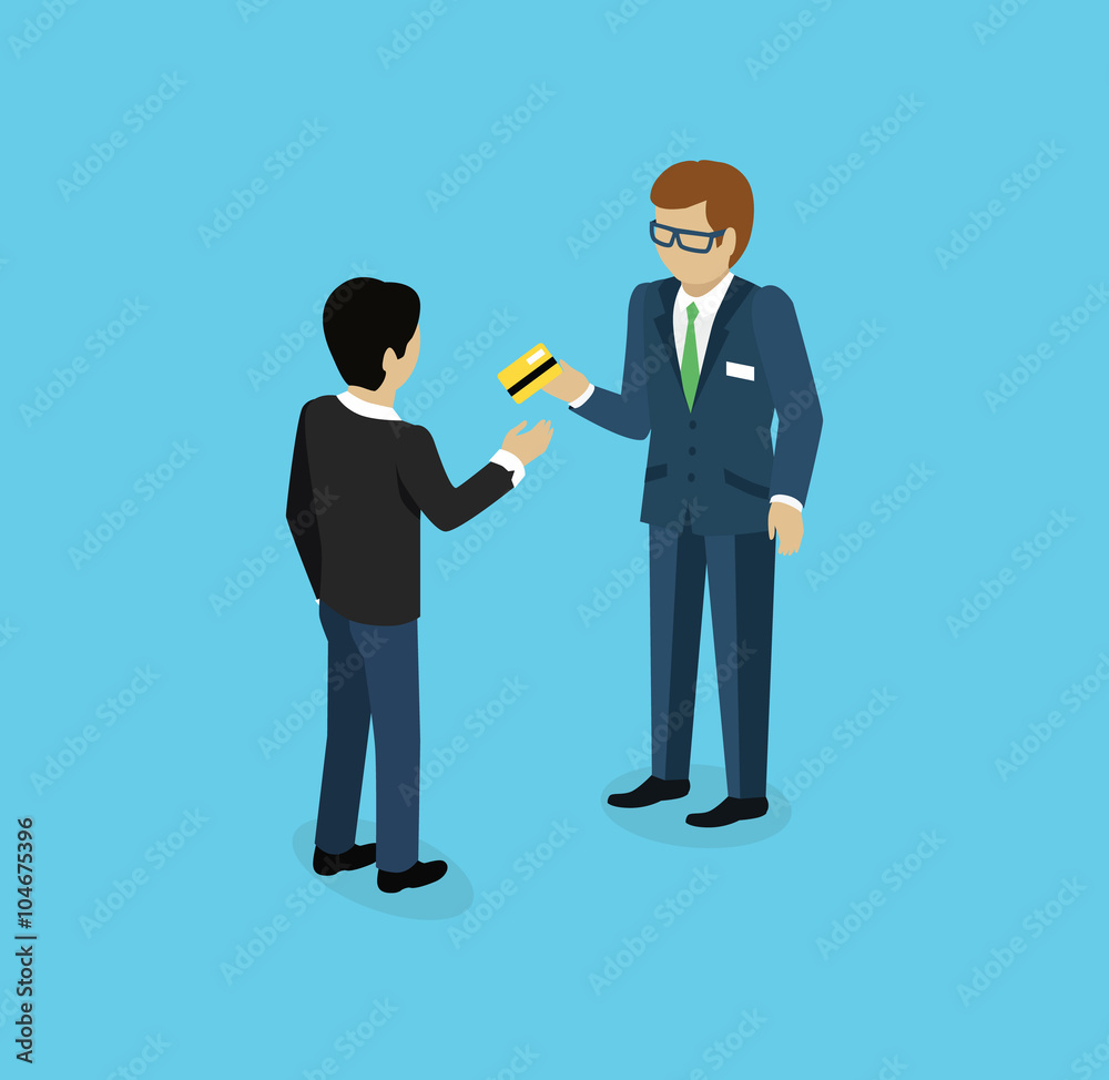 Man Give Credit Card Icon Isometric Man Give Credit Card Icon Isometric
