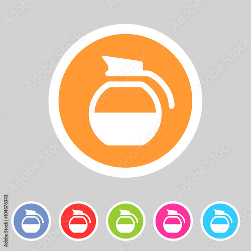 coffee pot kettle icon flat web sign symbol logo label