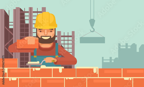 Construction worker. Vector flat illustration