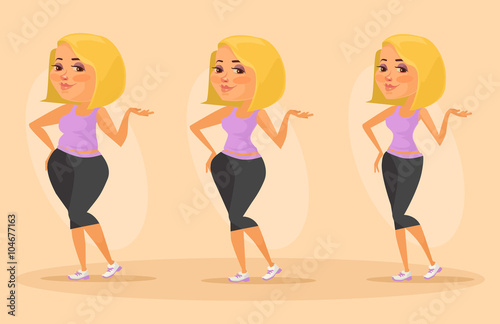Slimming stages. Vector flat illustration