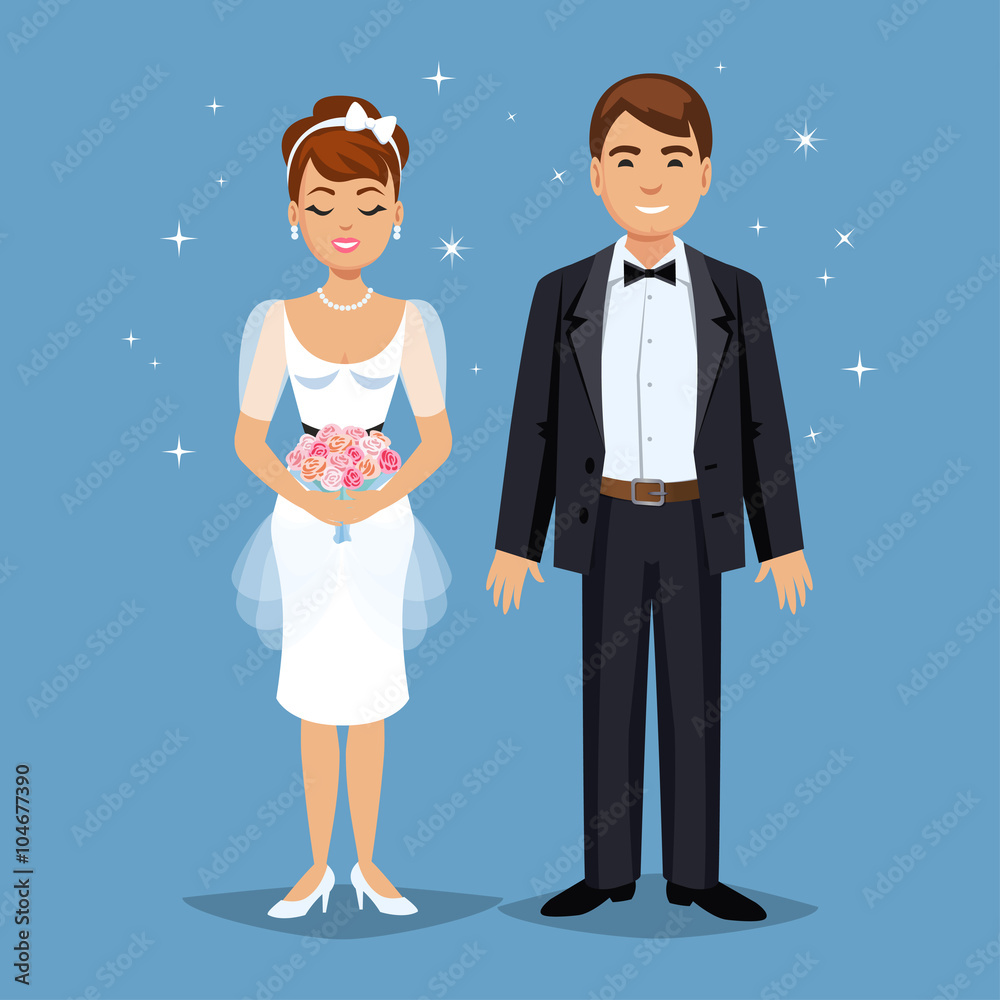 Cute Bride and groom, Wedding Party set illustration. Cute Bride and groom, Wedding Party set illustration.