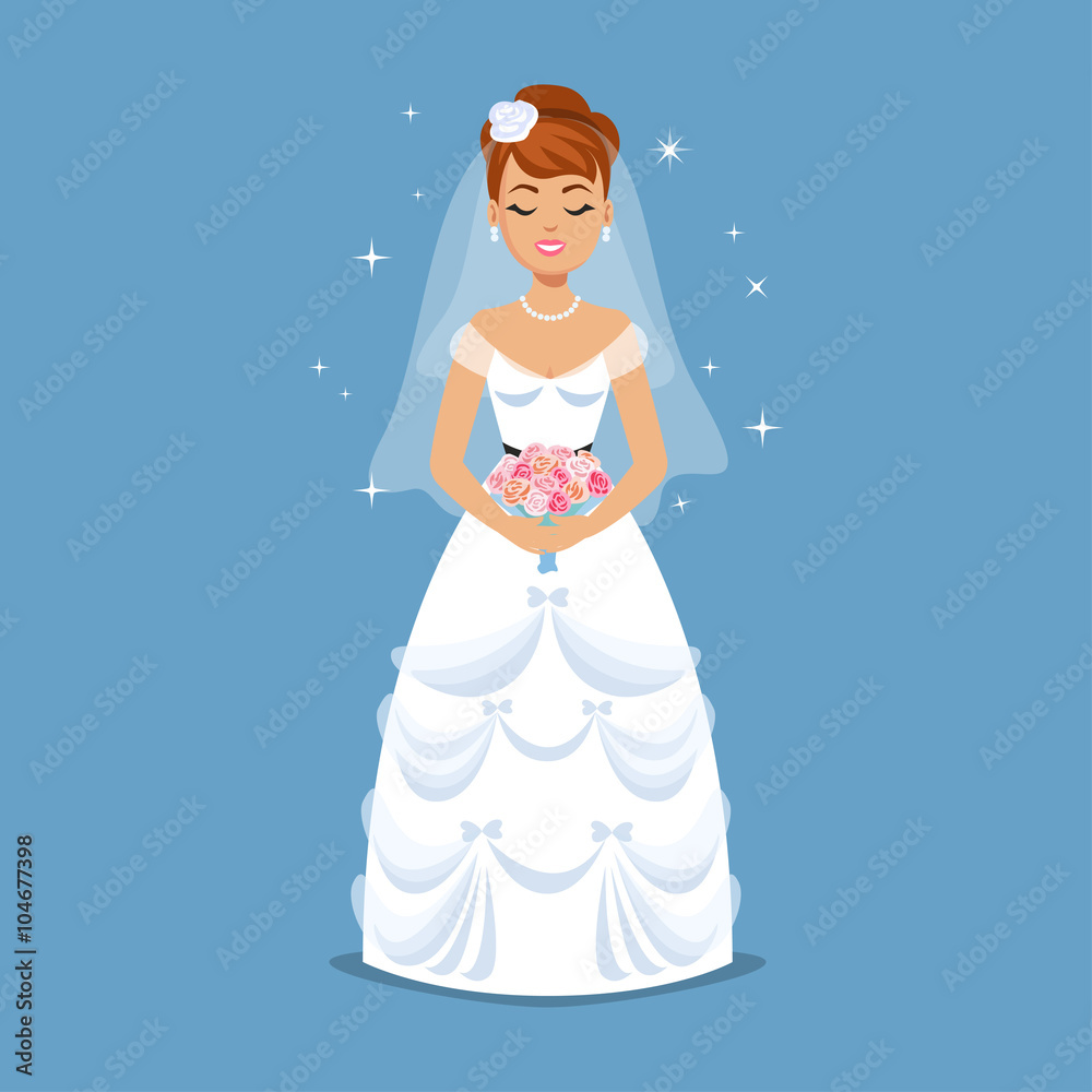 Elegant Bride in Wedding dress in classic styles. Wedding fashio Elegant Bride in Wedding dress in classic styles. Wedding fashio