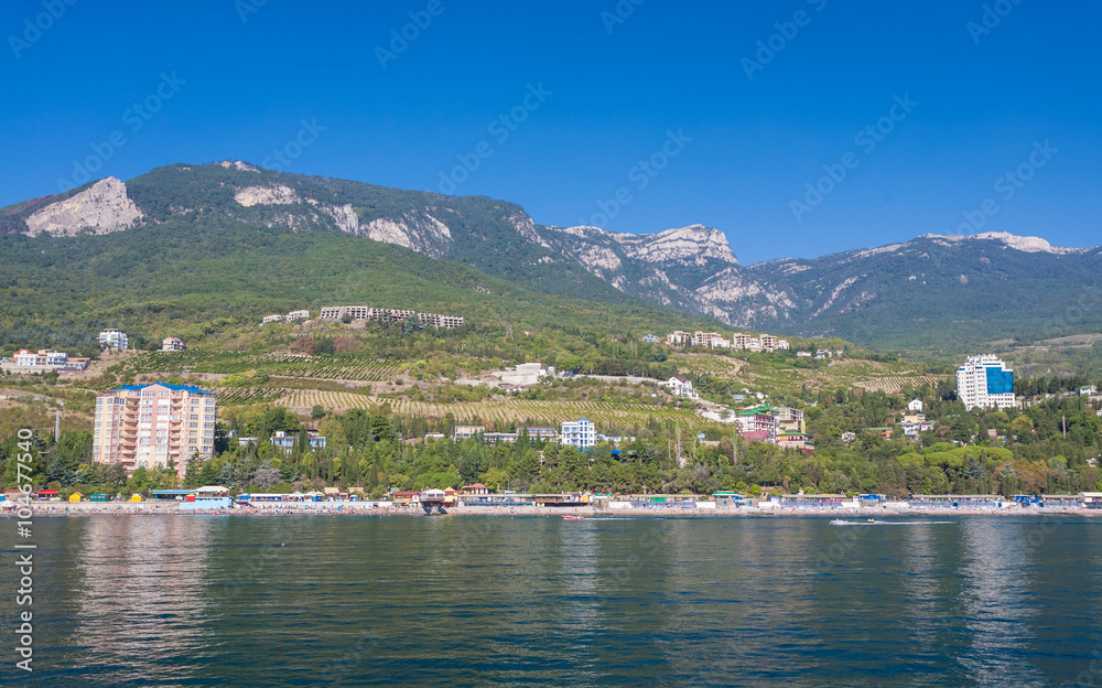 aerial view of Crimea coastline near Yalta