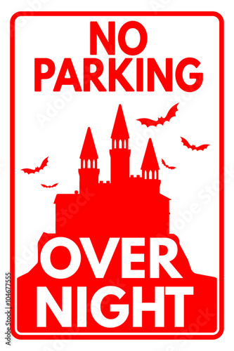 No parking overnight dracula sign