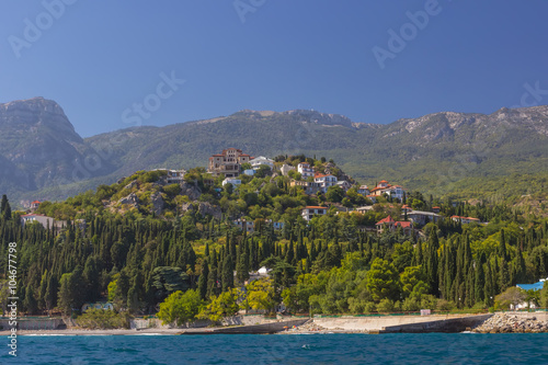 aerial view of Crimea coastline near Yalta