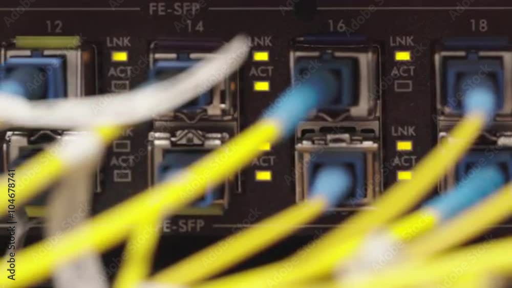 Inside view on a data room. Slider shoot. Close up