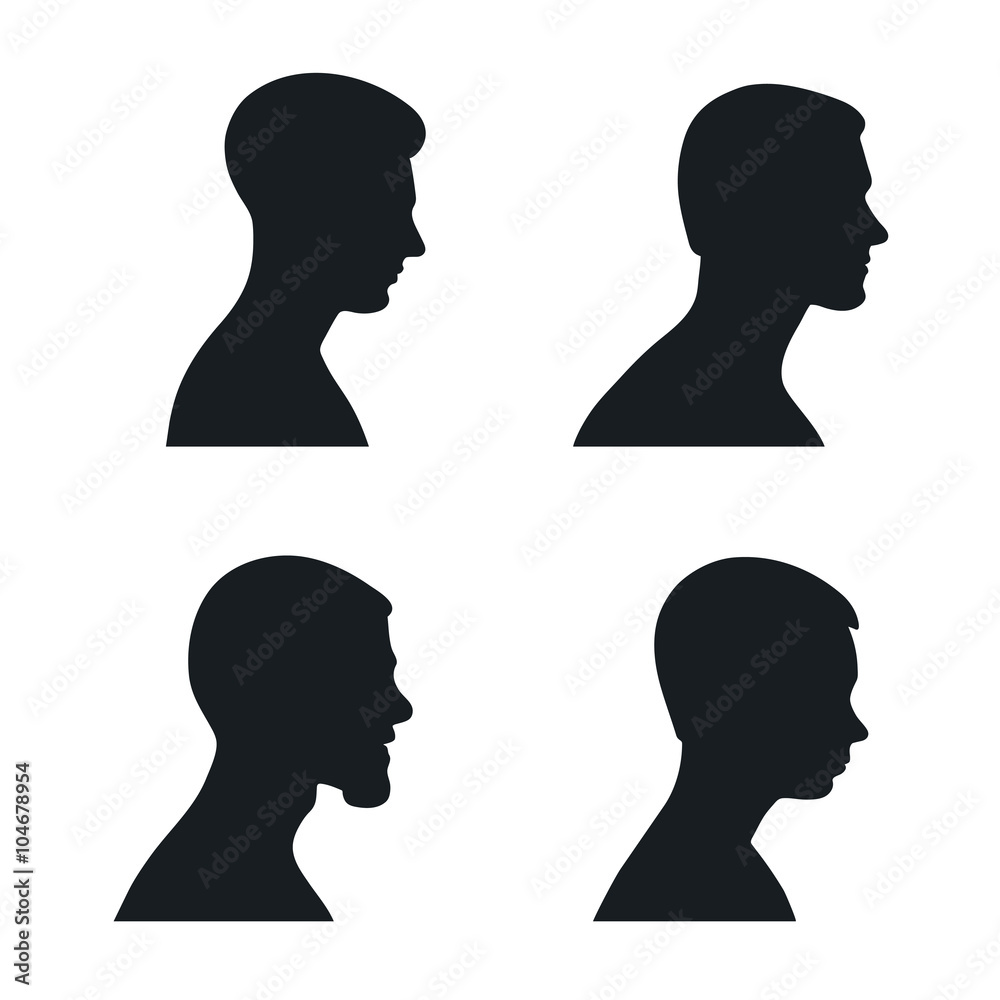 Men head black silhouette