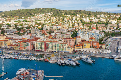 Panoramic view of Villefranche-sur-Mer  Nice  French Riviera.