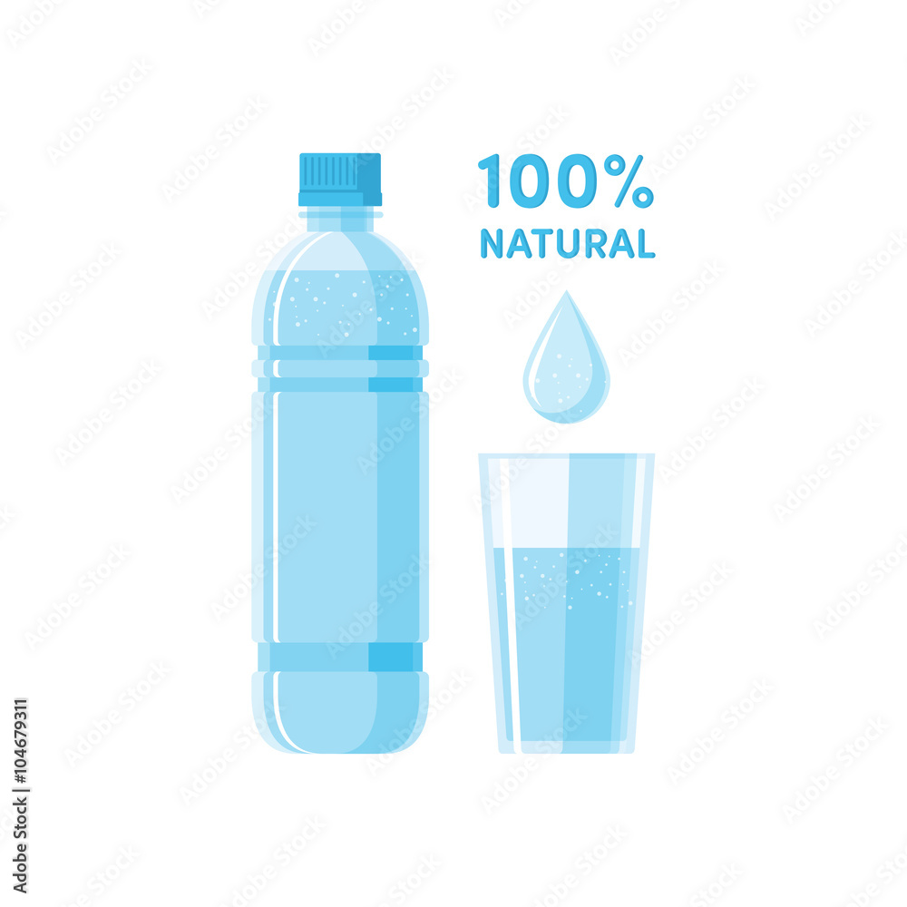 Bottle water natural and glass Bottle water natural and glass