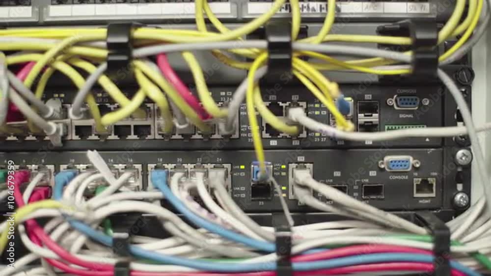 Inside view on a data room. Slider shoot. Close up